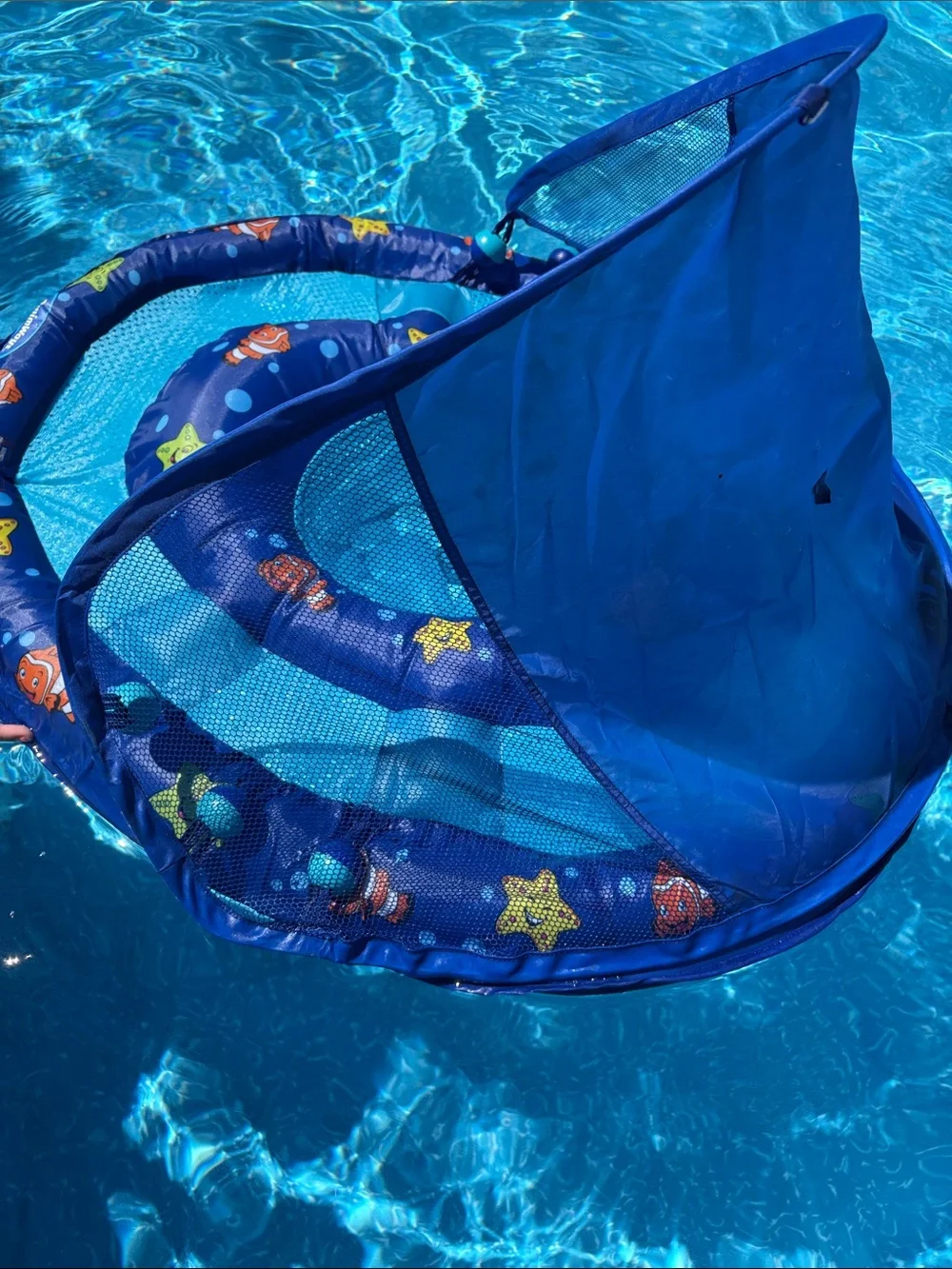 Blue Kids Inflatable Pool Float with Sun Canopy